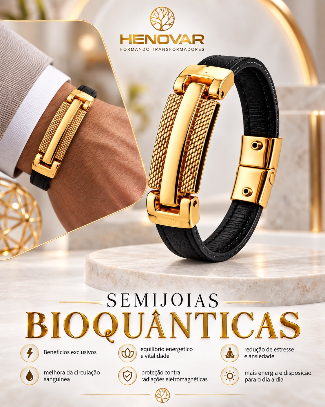 JÓIA BIOQUÂNTICA PREMIER PRETA COM DOURADO